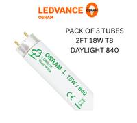 Osram 2Ft 18W T8 Fluorescent Tube Coolwhite Light 4000K Pack Of 3