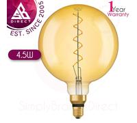 Osram 4.5W LED Light Bulb│1906 Vintage Spiral Filament Big Gold Globe Glass│E27