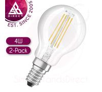 Osram 4 W LED Light Bulb│Filament Clear Glass Mini Globe│Not Dimmable│E14│2 Pack