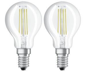 Osram 4W Filament LED Glass Globe SES Bulb - Twin Pack