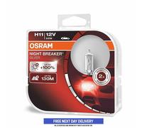 OSRAM NIGHT BREAKER SILVER H11 12V 55W Headlight Bulbs 64211NBS-HCB DuoBox