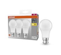 OSRAM Base Classic A 60 FR Led Lamp with B22D Base, Bulb Shape, Triple Pack, 8.5W, 806Lm, 2700K, Warm White Light, Low Heat Output, Very Low Energy Consumption, Long Life
