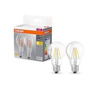 OSRAM Base Classic A Fil 40 Led Lamp with E27 Base, Classic Bulb Shape, Twin Pack, 4W, 470Lm, 2700K, Warm White Light, Low Heat Output, Long Life, Low Energy Consumption
