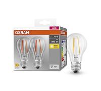 OSRAM Base Classic A Fil 60 Led Lamp with E27 Base, Classic Bulb Shape, Twin Pack, 6.5W, 806Lm, 2700K, Warm White Light, Low Heat Output, Long Life, Low Energy Consumption