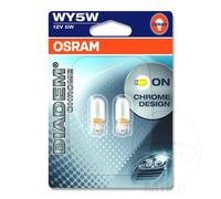 OSRAM 501 12V WY5W Diadem Chrome Amber Wedge Bulbs Signal Lamp Twin Blister