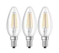 OSRAM LED Base Classic B / LED-lamp in candle shape with E14-base / not dimmable / replacement for 40 Watt / Filementstil clear / warm white - 2700 Kelvin / pack of 3