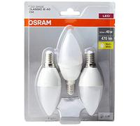 Osram Candle Shape Base Classic B LED Lamp, Plastic, Warm White, E14, 5.7 W, Set of 3