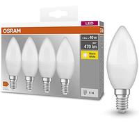 Osram Candle Shape Base Classic B LED Lamp, Plastic, Warm White, E14, 5.7 W, Set of 4