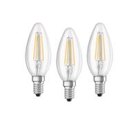 Osram Candle Shape Base Classic B LED Lamp, Warm White, E14, 4 W, Set of 3