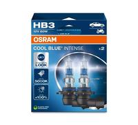 OSRAM COOL BLUE® INTENSE HB3, +100% more brightness, up to 5,000K, halogen headlight lamp, LED look, Hanging folding box (2 lamps)