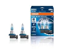 OSRAM COOL BLUE INTENSE H11, +100% more brightness, up to 5,000K, halogen headlight lamp, LED look, duo box (2 lamps), 64211CBN-HCB