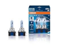 OSRAM COOL BLUE INTENSE H15, +20% more brightness, up to 3,700K, halogen headlight lamp, LED look, duo box (2 lamps) 64176CBN-HCB