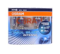 OSRAM COOL BLUE INTENSE H16, headlight bulb for halogen headlamps, xenon effect for white light, 64219CBI-HCB, 12 V passenger car, duobox (2 units)