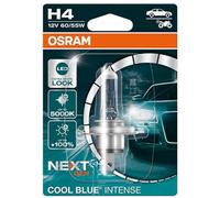 OSRAM Cool Blue® Intense H4, +100% more brightness, up to 5,000 K, halogen headlight lamp, LED look, single blister (1 bulb)