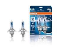 OSRAM COOL BLUE® INTENSE H4, +100% more brightness, up to 5,000K, halogen headlight lamp, LED look, Hanging folding box (2 lamps)