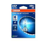 OSRAM COOL BLUE® INTENSE H7, +100% more brightness, up to 5,000K, halogen headlight lamp, LED look, Single Blister (1 lamp)