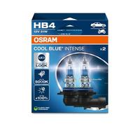 OSRAM COOL BLUE® INTENSE HB4, +100% more brightness, up to 5,000K, halogen headlight lamp, LED look, Hanging folding box (2 lamps)
