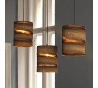OSRAM CYLINDER hanging light, 3-bulb, brown, Ø 20 cm, corrugated cardboard