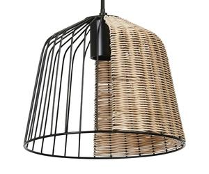 OSRAM Decor Cage Bell Pendant Pendant Light, E27, Non-dimmable, IP20, Rattan/Metal, 260mm, Black/Brown