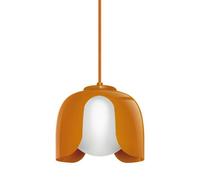 OSRAM Decor Corolle Pendant Light, Orange Metal Glass, E27 Version, Textile Cable, 200mm, Retro Style