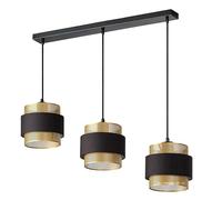 OSRAM Decor Hornet Linear 3xE27 Pendant Light Black Gold, Hanging lamp, Metal, Textile for Warm Atmosphere
