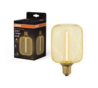 Osram Decor Square LED Lamp with 3.5 W and Straw Filament, Cosy Warm White 818, 150 lm/1800 K, Clear Gold Lead-Free Glass, with E27 Screw Thread, Dimmable, 100 mm Diameter
