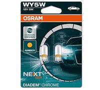OSRAM 501 12V WY5W Diadem Chrome Amber Wedge Bulbs Signal Lamp Twin Blister