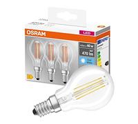 Osram Drop Shape Base Classic P LED Lamp, Cool White, E14, 4 W, Set of 3