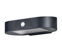 OSRAM Endura Style Oval Small Solar wall Light, Warm White Light (3000K), Integrated Sensor, usable Without Power, Long runtime: 30 Times 60 Seconds in PIR Mode, IP44 Protection, Black