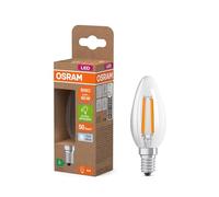 Osram Energy Class Classic Mini Candle, 3.8 W/806 lm, EEK A, Cool White Light (4000 K), CRI 80, Clear Lead-Free Glass, E14 Base, IP20, Diameter 35 mm.