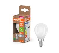Osram Energy Class Mini Buclassic, 3.8 W/806 lm, EEK A, Cool White Light (4000 K), CRI 80, Lead-Free Frosted Glass, E14 Base, IP20, Diameter 45 mm.