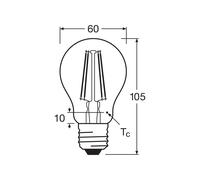 OSRAM filament LED bulb E27 7W 827 6-pack