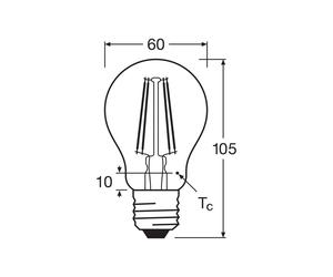OSRAM filament LED bulb E27 7W 827 6-pack