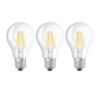 OSRAM LED Base Classic A / LED-lamp in bulb shape with E27-base / not dimmable / replacement for 60 Watt / filament style clear / warm white - 2700 Kelvin / pack of 3