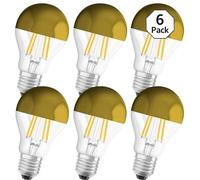 OSRAM Filament LED lamp with E27 base, Warm white (2700K), Bulb shape gold mirrored, 4W, Replaces 37W incandescent bulb, LED Retrofit CLASSIC A Mirror, 6-pack