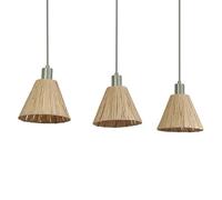 OSRAM Green 3-Flame Decor Raffia Linear Bast and Metal Pendant luminaire, E27, 845 mm Long, lampshade Made of Recycled Material, Sustainable Thanks to Replaceable Light Source, Simple Installation
