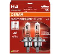 OSRAM NIGHT BREAKER® SILVER, H4, halogen headlight lamps, Hanging folding box (2 lamps)