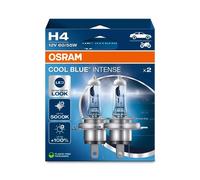 OSRAM COOL BLUE® INTENSE H4, +100% more brightness, up to 5,000K, halogen headlight lamp, LED look, Hanging folding box (2 lamps)