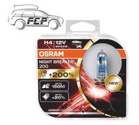 Osram Night Breaker H4 200 60/55W P43t Car Headlight Bulbs Twin Pack White