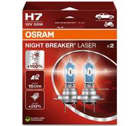 OSRAM H7 Night Breaker Laser Light Bulbs 12V 55W PX26d - by pair, white