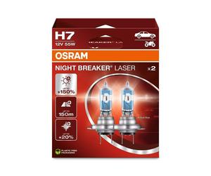 OSRAM H7 Night Breaker Laser Light Bulbs 12V 55W PX26d - by pair, white