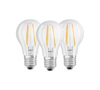 Osram LED Base Classic A bulb, bulb shape with E27 socket, not dimmable, Replaces 6W = 60 Watt, filament style clear, cool white - 4000 Kelvin, 3-pack [Energy Class A ++]