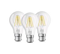OSRAM LED Base Classic A / LED-lamp in bulb shape with B22d-base / not dimmable / for 60 Watt / filament style clear / warm white - 2700 Kelvin / pac