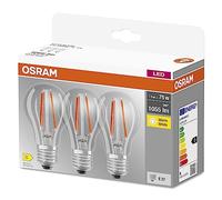 OSRAM LED Base Classic A75, Clear Filament LED Lamps Made of Glass for E27 Base, Bulb Shape, Warm White (2700K), 1055 Lumen, Replaces Conventional 75W Bulbs, Box of 3