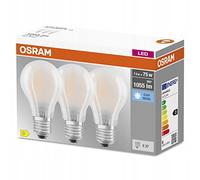 OSRAM LED Base Classic A75, Frosted Filament LED Lamps Made of Glass for E27 Base, Bulb Shape, Cool White (4000K), 1055 Lumen, Replaces Conventional 75W Bulbs, Box of 3