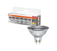 OSRAM LED Base MR16, Pack of 5 Low Voltage Bulbs, Replaces Traditional 35W Reflector Incandescent Bulbs, Warm White (2700K), 3.8W, GU5.3 Socket, Frosted Glass, Non-dimmable