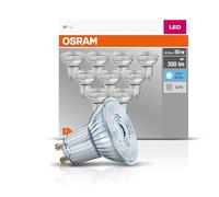 OSRAM LED Base PAR16 / LED-Reflectorlamp with GU10-base / not dimmable / replacement for 50 Watt / 36° beam angle/ cool white - Kelvin / 10 pack