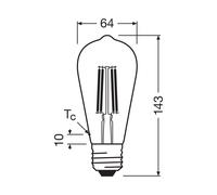 OSRAM LED Classic Edison 60 Filament Energy efficiency class A | , LED lamps, 64.00 millimetres dia, pack of 1
