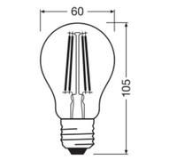 OSRAM LED bulb, teardrop shape, E27, 5.9 W, filament, 2,700 K, dimmable