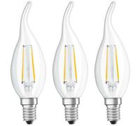 Osram Led Candle 2.5W E14 Flame Tip Retrofit Classic Warm White Clear (3 Pack)
